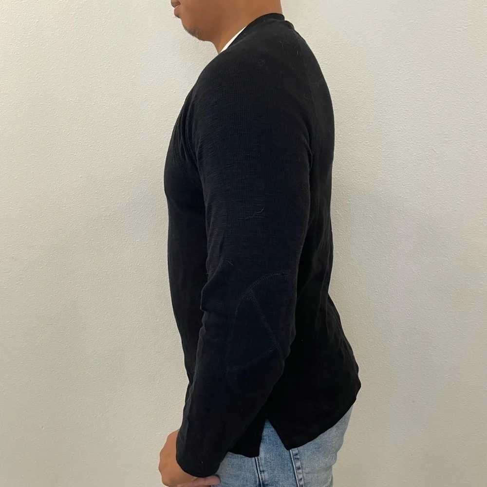 Club Room Men’s Solid Black Raglan Thermal Crewneck Pullover Sweater Size Large